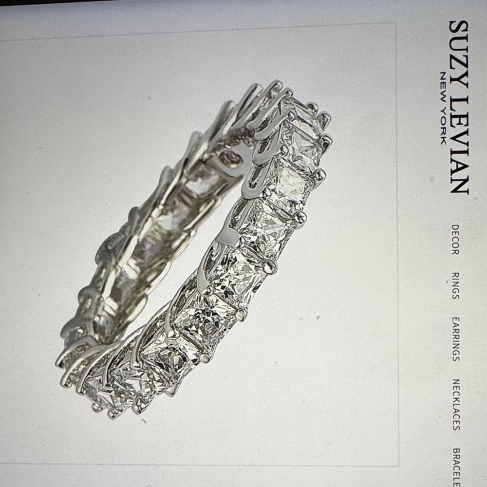 Suzy Levian sterling silver Princess cut cubic zirconia eternity band